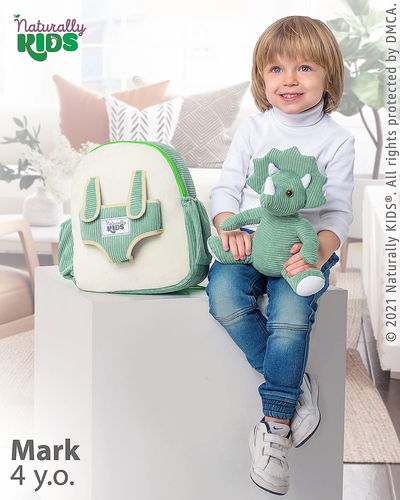 Green Dinosaur Backpack for Boys 4-5, Triceratops Dinosaur Gifts for 4-5 Year Ol - Picture 6 of 12
