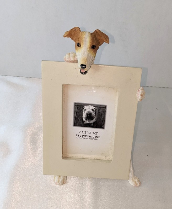 E&S Imports Hand Painted Picture Frame Holds 2.5"X3.5" Photo Dog Puppy