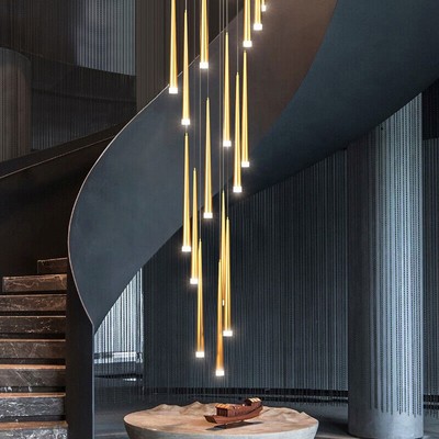 Stair Chandelier LED Pendant Light Ceiling Lamp Loft Apartment Hotel Lighting