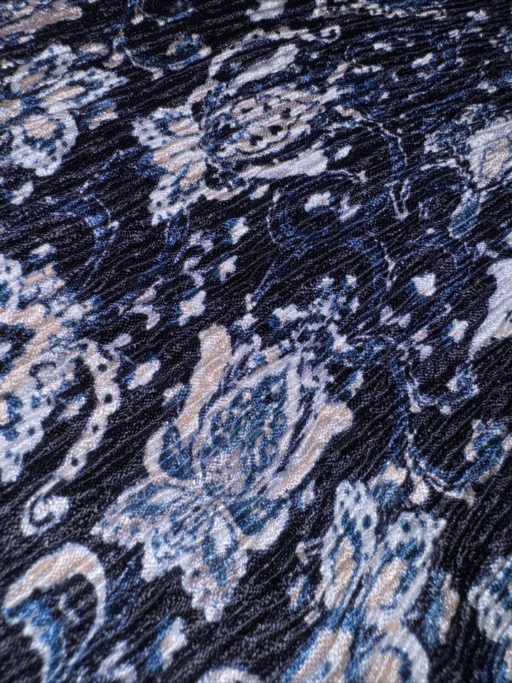 LuLaRoe Dianne Azul Marino Floral Bolsa de Papel Arrugado Pierna Ancha Pantalones Talla Grande Foto 3 de 4