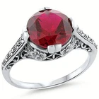 ART DECO STYLE 3.5 CT. LAB-CREATED RUBY 925 STERLING SILVER FILIGREE RING   184X