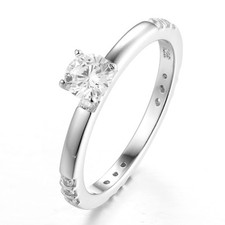 925 Sterling Silver Solitaire Cz Wedding Band Engagement Ring Size 5-12 SE3828A
