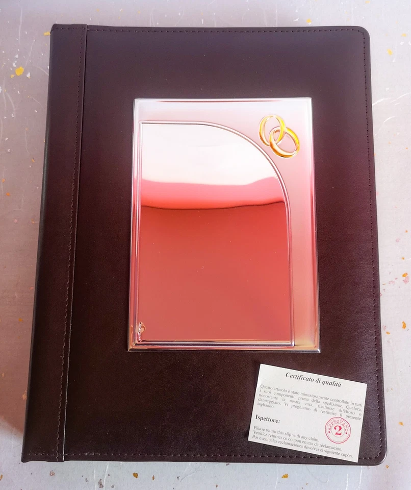 ALBUM FOTOGRAFICO MATRIMONIO IN PELLE E ARGENTO 925 ITS ARGENTI +CERTIFICATO🇮🇹 - Immagine 4 di 4