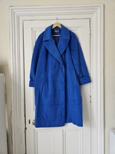Principles Double Brrasyed Cocoon Textured Coat In Vobalt Bkue Size 18uk