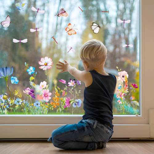 Fensterbilder Frühling Selbstklebend Fensteraufkleber Fenstersticker Blumen Libe - Bild 2 von 12