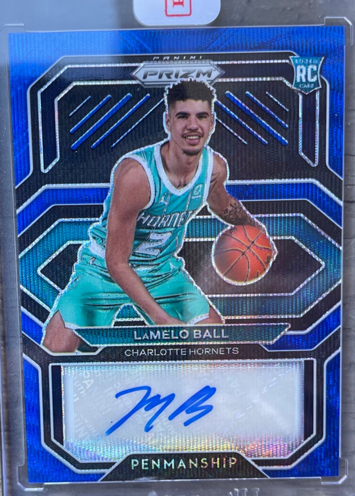 2020/21 Panini Prizm Lamelo Ball Rookie Penmanship Blue Wave Auto MINT-GEM MT