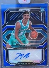 2020/21 Panini Prizm Lamelo Ball Rookie Penmanship Blue Wave Auto MINT-GEM MT