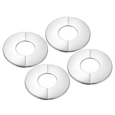 4Pcs Wall Split Flange 1.7", Round Self-Adhesive Escutcheon Plate, Silver