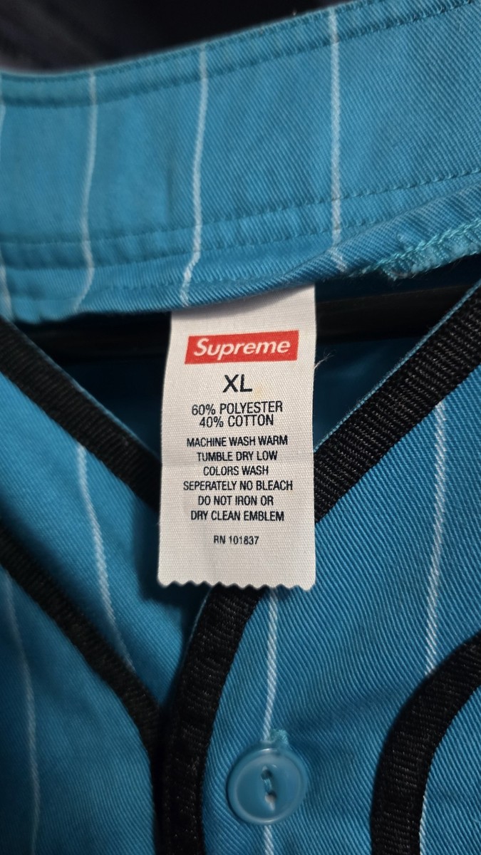 RARE Supreme SS12 Teal Blue Baseball Jersey XL Pinstripe | eBay