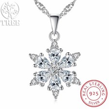 Sterlingsilber Halskette mit Schneeflocken Anhänger Zirkon Damen Schmuck