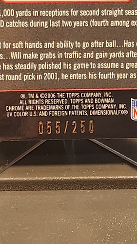 2006 Bowman Chrome X-Fractor /250 Reggie Wayne #123 - Picture 3 of 3