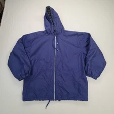 WearGuard Jacket Mens Large Blue Full Zip Hooded Windbreaker Water Resistant Wor