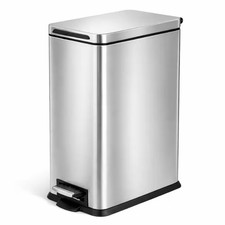 4.4 Gal. Stainless Steel Step-On Kitchen Trash Can with Soft Close Lid and Slim