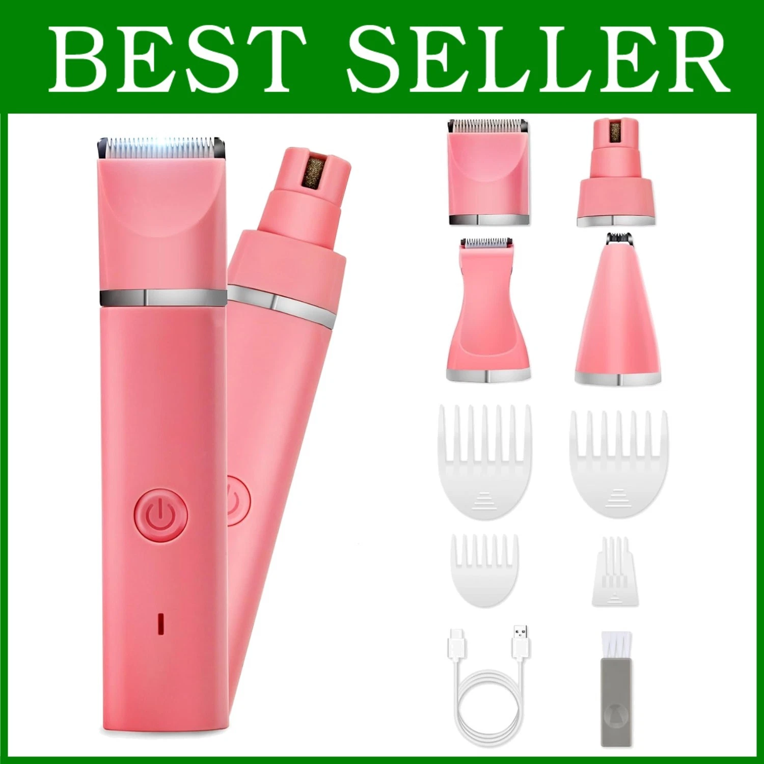 Electric Pet Hair Clipper & Nail Grinder - Whisper-Quiet Kit