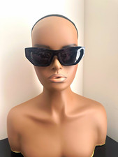 Versace Men's Rectangle Sunglasses Black Frame Gray Tinted Lenses Gold Logo