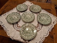 6 x Green - Old Inns Series English Ironstone  Tableware Soup/Desert Bowls-9inch