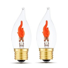 2 PCS Flickering Light Bulbs E26 Flame Bulb LED Fire Effect Small Candle Light
