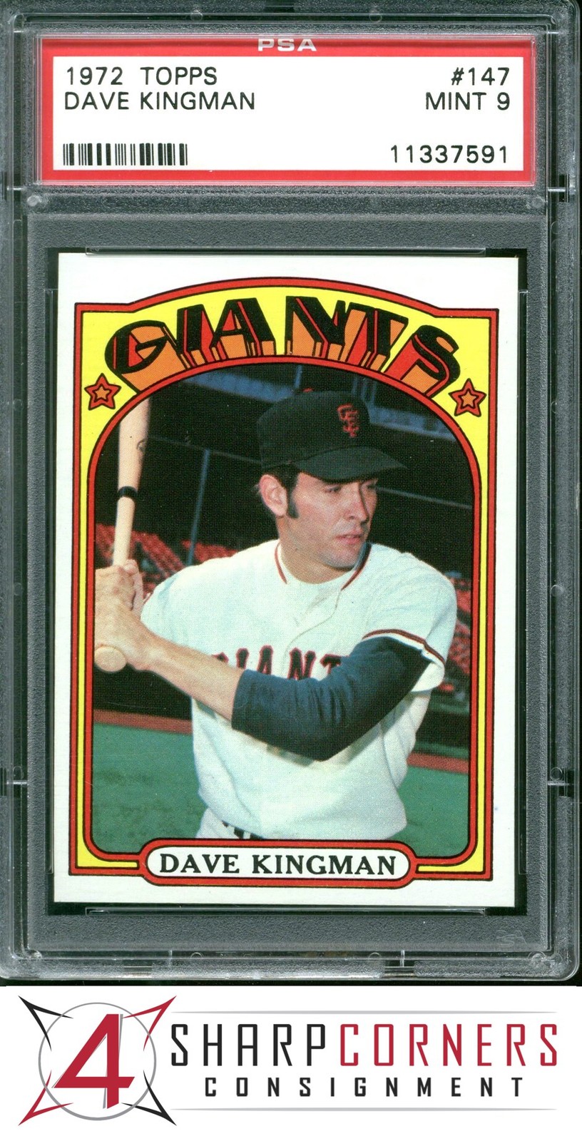 1972 TOPPS #147 DAVE KINGMAN RC GIANTS PSA 9 SET BREAK