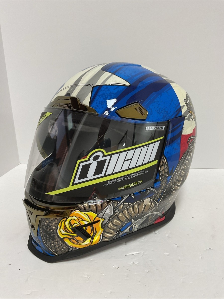 Icon Airframe Pro Tejas Libre Helmet Blue/White/Gold - XS | eBay