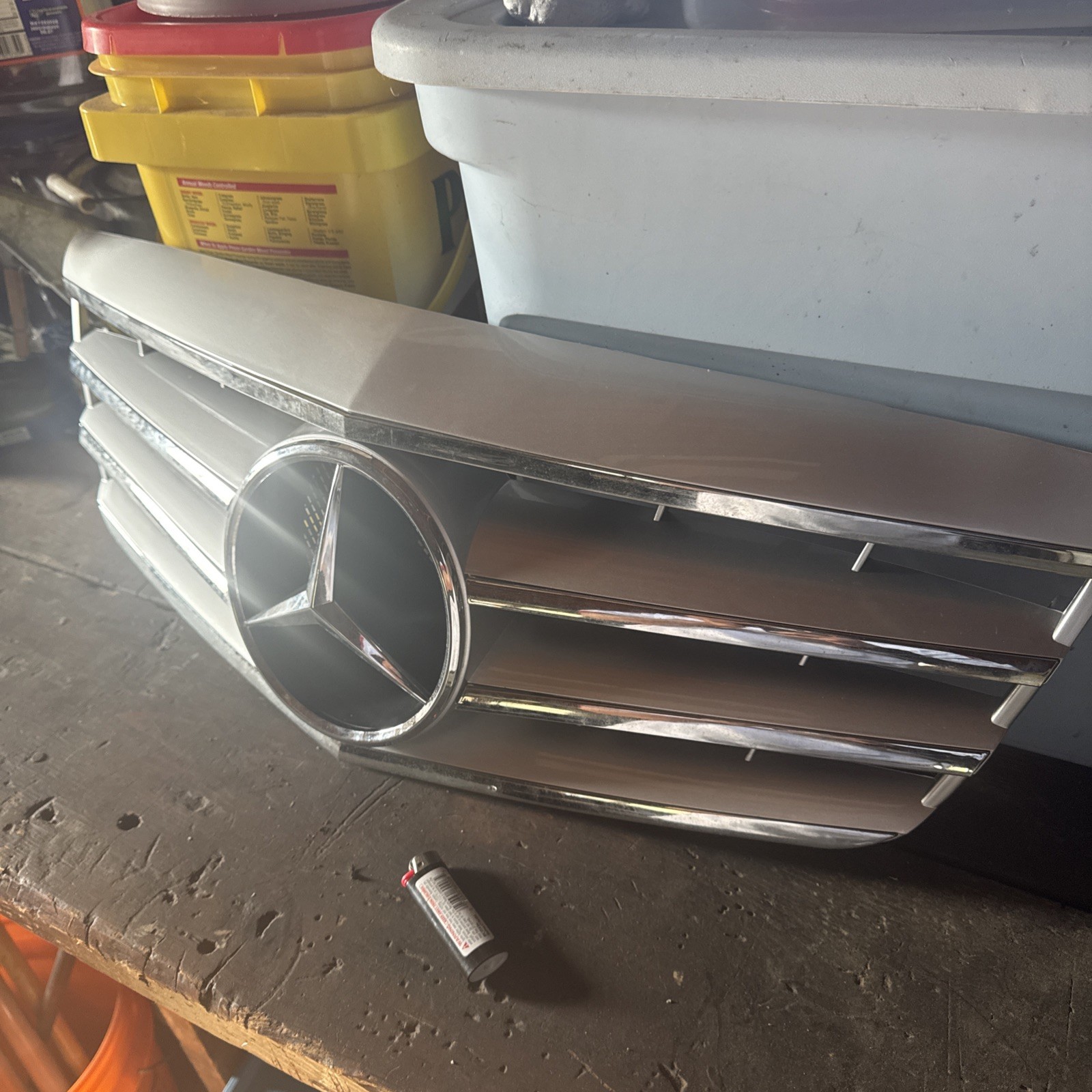 Silver 4 Fin Front Grille Chrome Star Fit Mercedes Benz W211 E-Class 2007~2009
