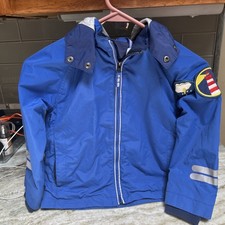 Mini Boden Boys Size 5/6 Packable Lined Rain Jacket Blue Jacket Designer Spring