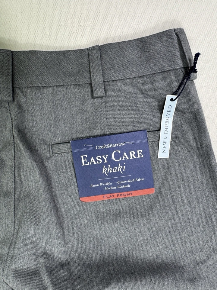 Croft & Barrow Easy Care Khaki Pants Men’s 31x30 (31x29) Grey NWT Office Casual - Image 3 of 4