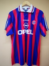 Vintage 1995-97 Bayern Munich Home Jersey Adidas Opel Red Blue Shirt Size L Adul