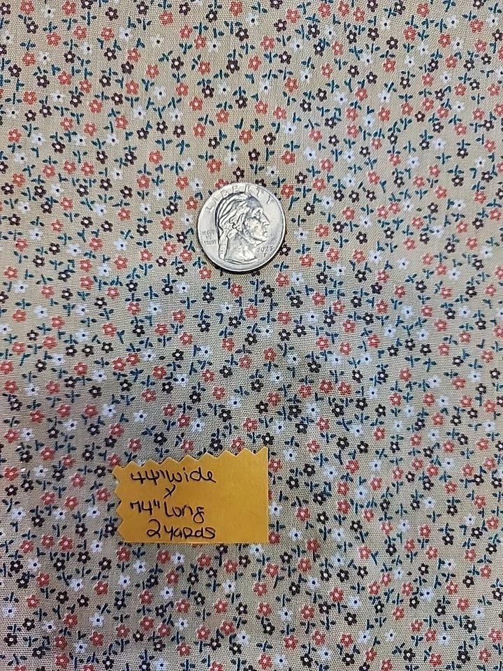 Concord Fabrics Petite Ditsy Tiny Floral Sewing Fabric Vtg 44"w X 2yds Beige - Image 4 of 4