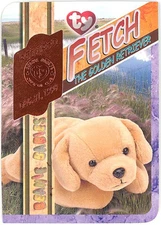 TY Beanie Babies BBOC Card - Series 4 Retired (ORANGE) -FETCH the Dog (#/14112)