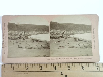 1902 Stereoview Ruins of St. Pierre Looking South from Mt. Pelee Martinique