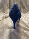 Badgley Mischka Shoes Size 7.5 Blue Peep-Toe Pumps Heels Satin Embellished — photo 7