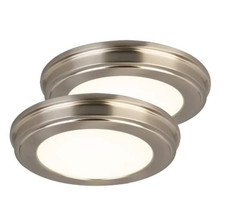 COMMERCIAL ELECTRIC 2-Pack 11 in. Brushed Nickel CCT LED Flush Mount Light