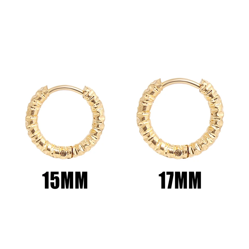 Earrings 18K Gold Huggie Textured Hoop 17mm 2 pack - Image 2 of 4