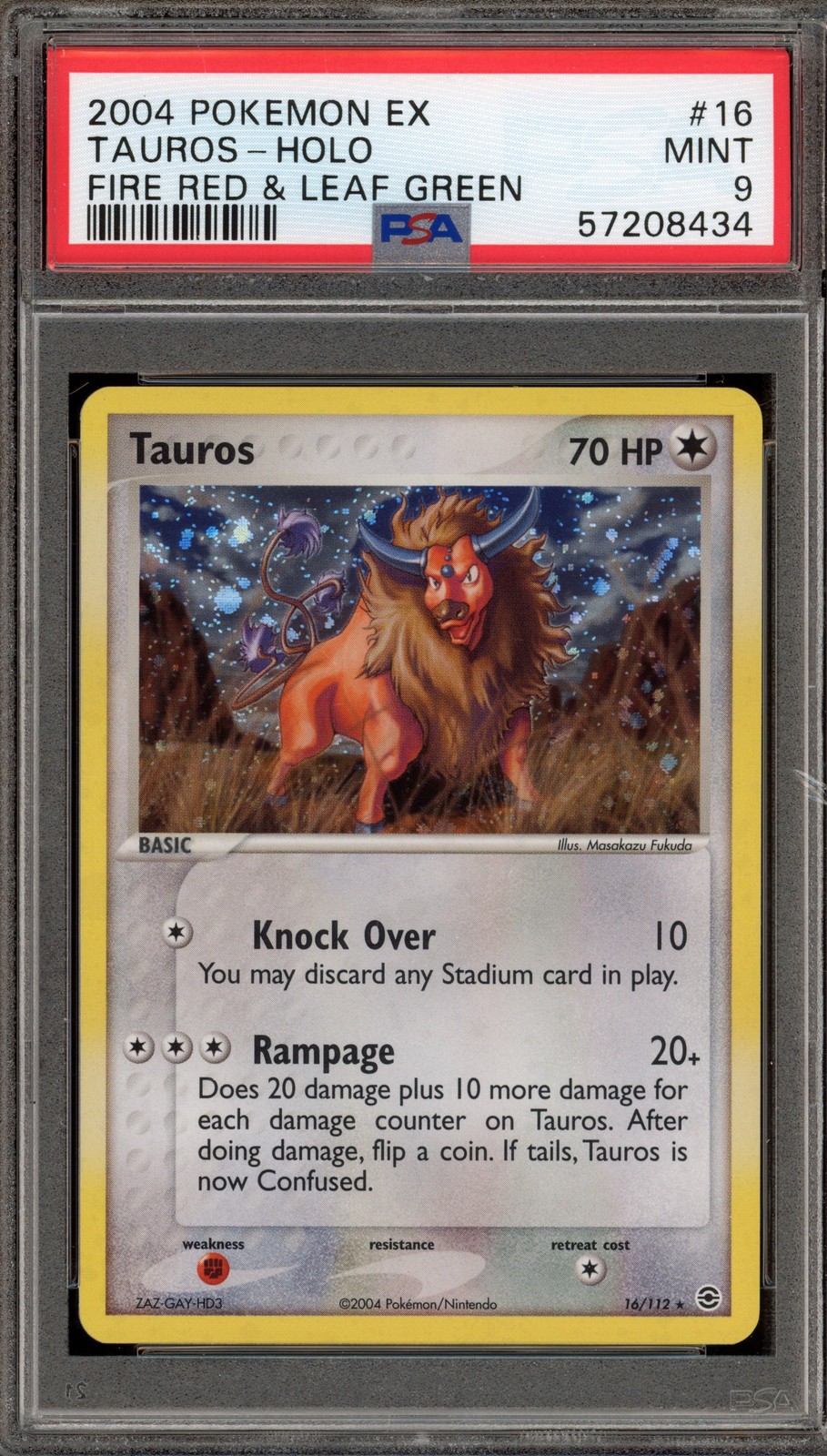 Pokemon Tauros EX Fire Red & Leaf Green Holo Rare #16 PSA 9 Mint