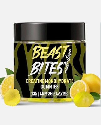 Beast Bites Creatine Gummies LEMON Flavor 135 Gummies. Exp 2027 SHIPS FREE!