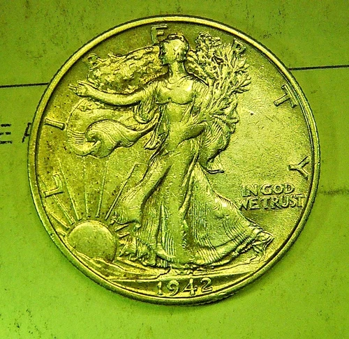 1942-S 50C Walking Liberty Half Dollar AU++++ Details