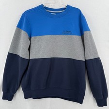 L.L. Bean Sweatshirt Mens L Blue Gray Navy Colorblock 513828 Cotton Blend