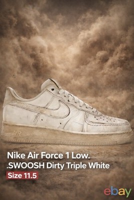 Nike Air Force 1 Low. .SWOOSH Dirty Triple White. Brand New with Box. Size 11.5.