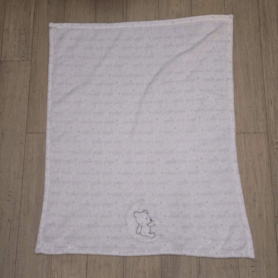 Manta Baby Starters Bless This Baby Moon Bear Star blanca gris amarilla 29 X 34" Foto 2 de 4