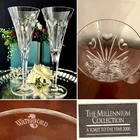 Vtg Set of 2 WATERFORD CRYSTAL Millennium Love Hearts Champagne Toasting Flutes