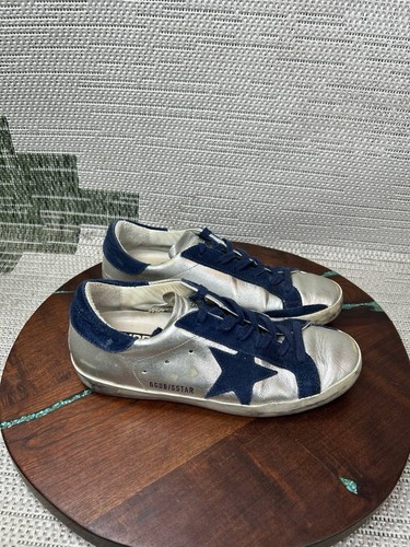 Golden Goose Shoes Womens Size 37 Eu 6.5 Us Metallic Silver Leather Sneaker - Picture 1 of 11
