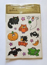 Vtg Hallmark Halloween Stickers Owl Bat Ghost Pumpkin Black Cat Spider Crow Frog