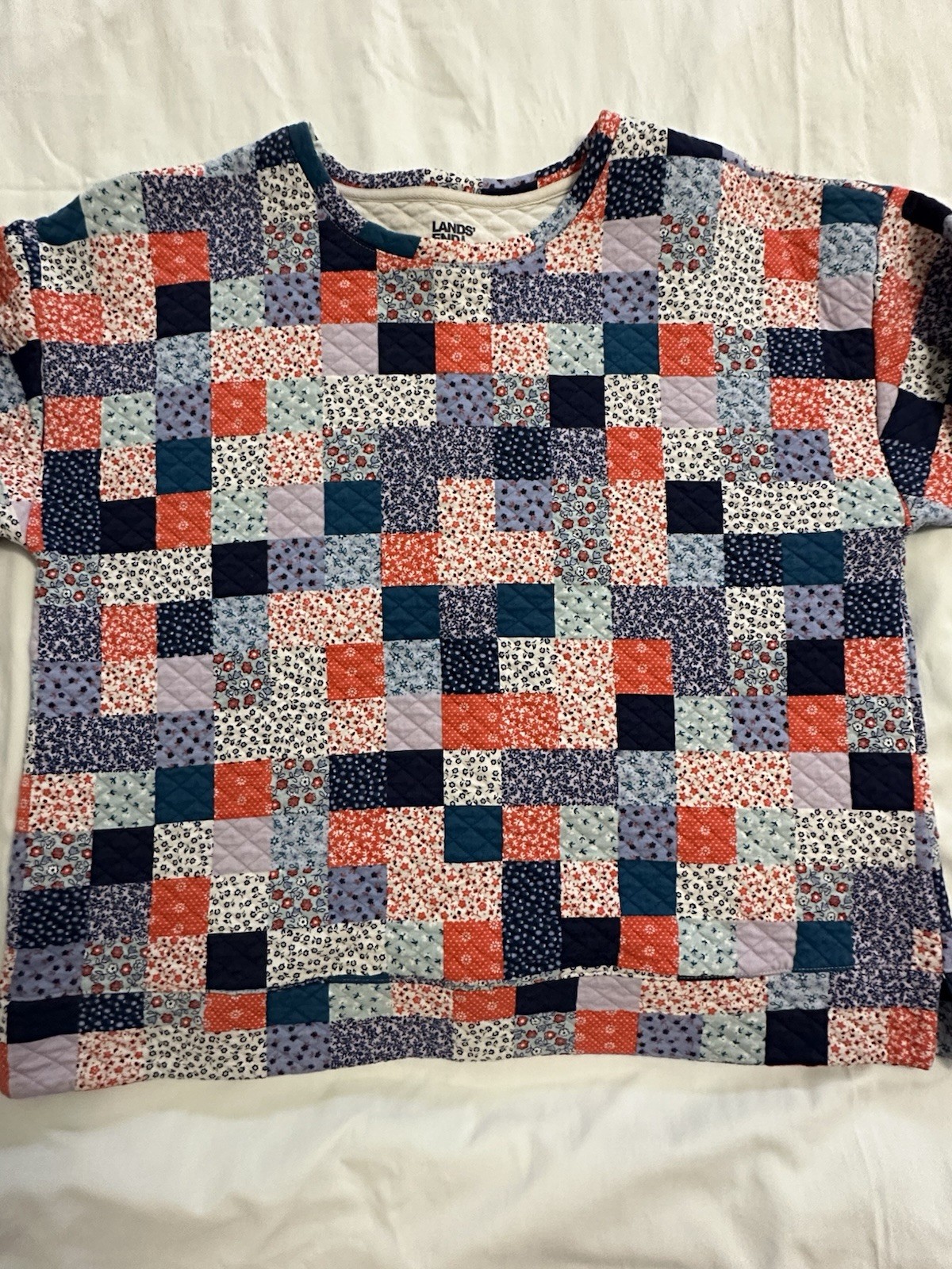 Lands End Quilted Patchwork Pullover Sweatshirt T… - image 2