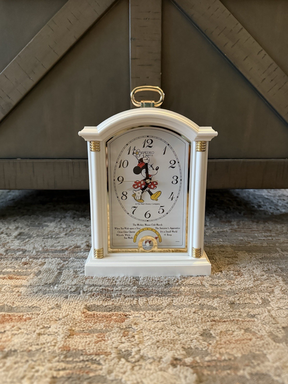 Vintage Seiko Quartz Disney Musical Minnie Mouse Alarm Mantle Clock 1990s