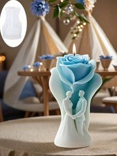 3D Couple Holding Hand Rose Silicone Candle, Resin Soap DIY Silicone Mould 1PC..
