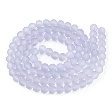 A  Bead Lot 5 strands 31 inch  8mm round Transparent Frosted Glass Lilac TP8