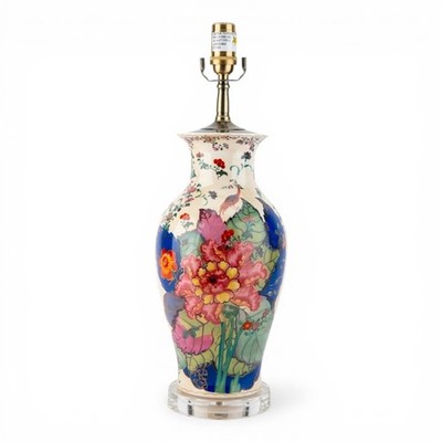 tobacco leaf ginger jar lamp Lamps Chinese Pair Collectors commonly refer to it as the tobacco leaf pattern Chinese Porcelain Jar Table Lamp