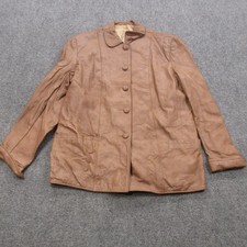 Vintage Leather Jacket Womens Medium Button Front Classic Pockets Lined 80s 90s