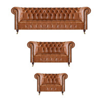 Hellbraune Chesterfield Sitzgarnitur Wohnzimmer Komplette Sofas 3Tlg Set