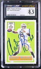 Aaron Brooks Signed 2001 Topps Heritage Card #57 Saints CGC 8.5 JSA 10 Auto